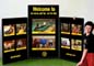 Velcro, three panel table top display for Gold's Gym